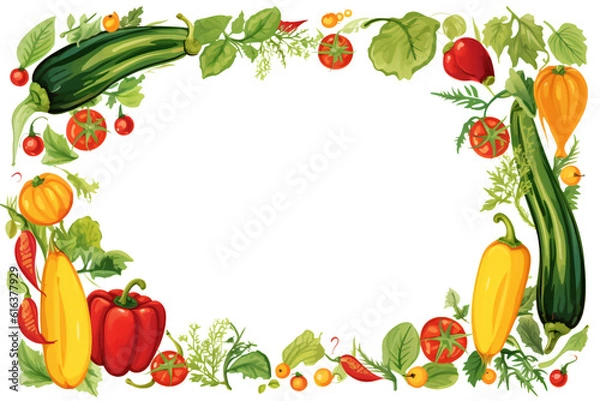 Fototapeta Frame of summer vegetables based on generative AI