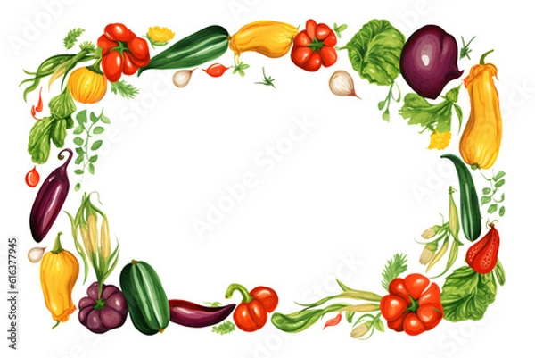 Obraz Frame of summer vegetables based on generative AI