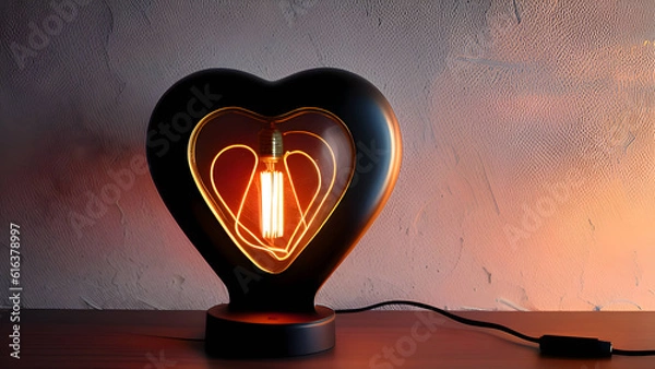 Obraz heart light bulb on red background