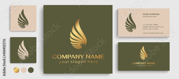 Fototapeta Shell logo. Modern seashell, naulilus. Elegant linear logo. Template to create a unique luxury design, logo. Vector