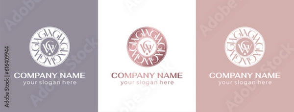 Fototapeta GW, WG logo. Luxury badge and monogram. Vector elegant logo. Letter WG design. Vector design