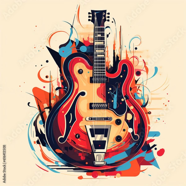 Fototapeta illustration of a guitar in retro style