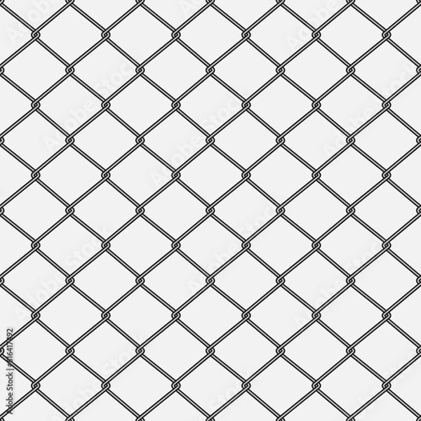 Fototapeta Realistic seamless metal mesh texture, vector illustration.