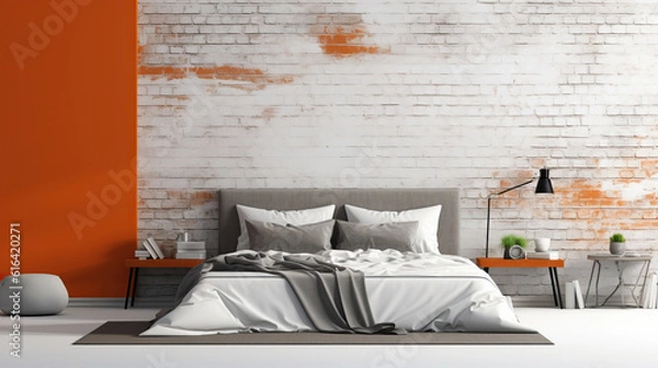 Fototapeta Wall mockup in Bedroom, Mockups Design 3D, HD