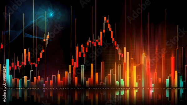 Fototapeta Stock Market Graph. Financial chart with up down line  graph in stock market.