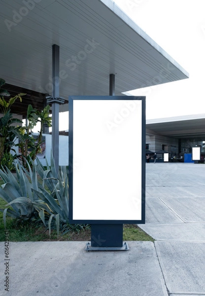 Fototapeta Empty vertical street billboard stand.