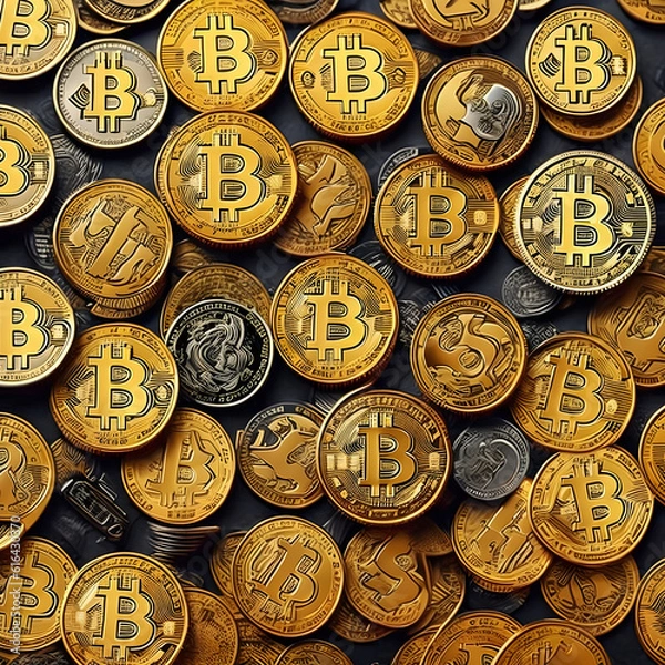 Fototapeta Illuminating the Crypto World through AI-Generated Bitcoin Illustrations 