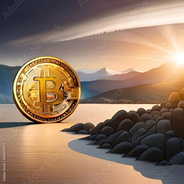 Fototapeta Infusing Vibrant Colors into AI-Generated Bitcoin Illustrations 