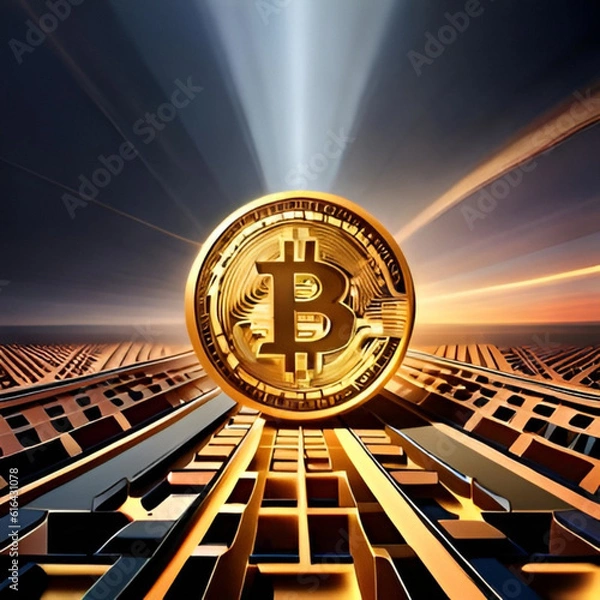 Fototapeta Infusing Vibrant Colors into AI-Generated Bitcoin Illustrations  