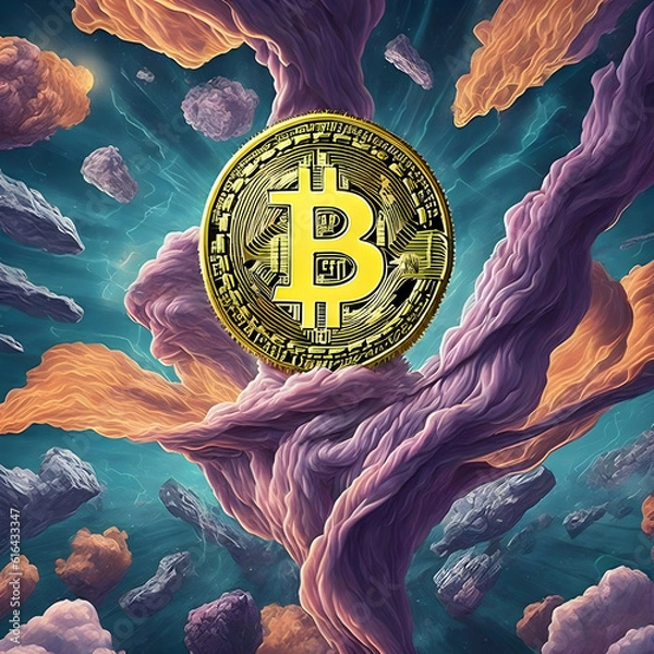 Fototapeta Unveiling the Future of Bitcoins with AI-Infused Generative Art 