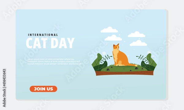 Obraz Flat design cat day template