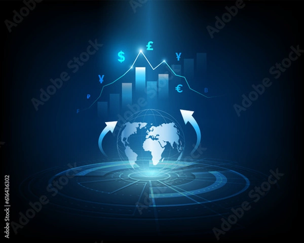Fototapeta Currency exchange money abstract high speed network