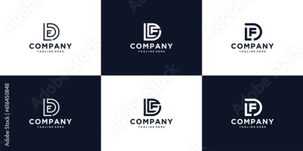 Fototapeta Initials letter DF, DL, DLF vector icon logo template