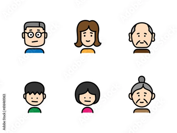 Obraz 家族の顔イラスト（着色あり／枠なし）