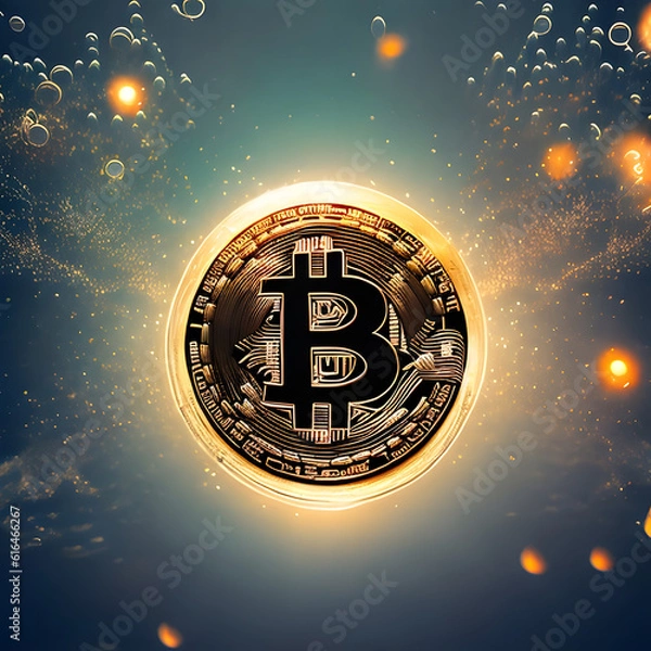 Fototapeta Infusing Artistry into paper art Bitcoin Illustrations with AI 