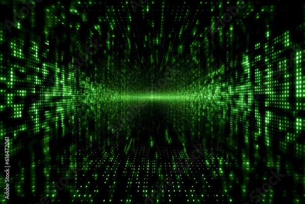 Obraz Matrix binary code background. AI generative