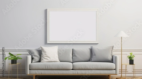 Fototapeta Frame Mockup In Living room, Mockups Design 3D, HD