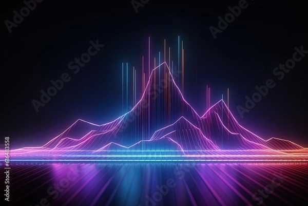 Fototapeta abstract futuristic background with pink blue glowing neon moving high speed wave lines and bokeh lights. Data transfer concept Fantastic wallpaper