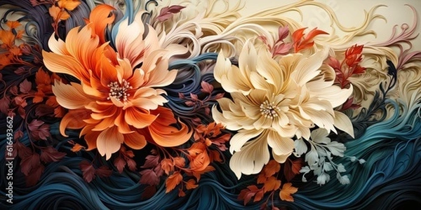 Fototapeta Floral design for background. Generative AI