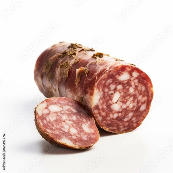 Fototapeta Soppressata meat isolated on white background. Generative AI