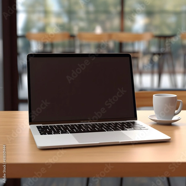 Fototapeta ноутбук на столе в офисном пространстве
