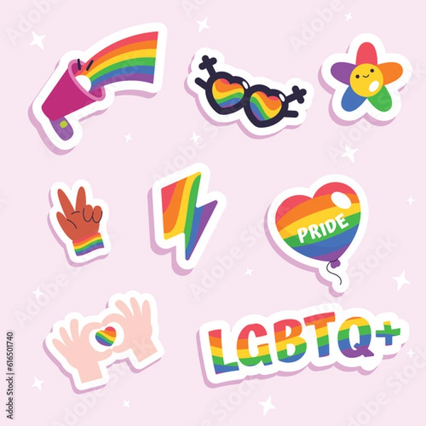 Fototapeta Flat design pride month lgbt element set