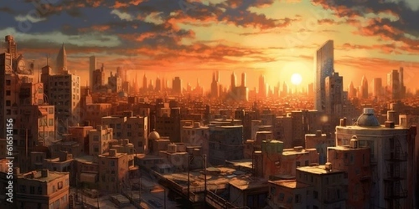 Obraz City at sunset (Generative AI)