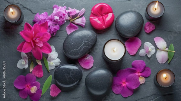 Obraz spa stones and flowers