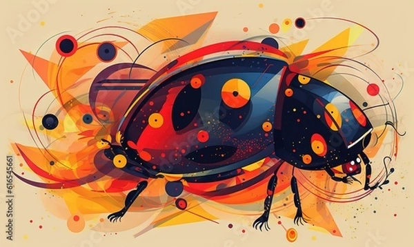 Fototapeta  a colorful bug with lots of circles and dots on it.  generative ai