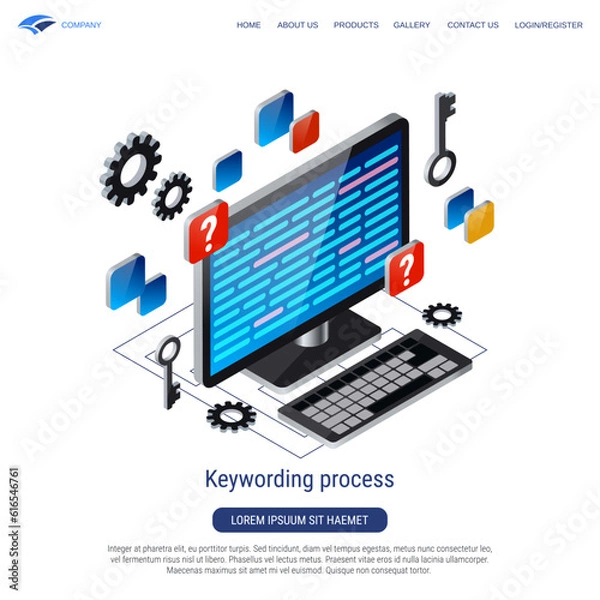 Obraz Keywording process 3d isometric vector concept illustration