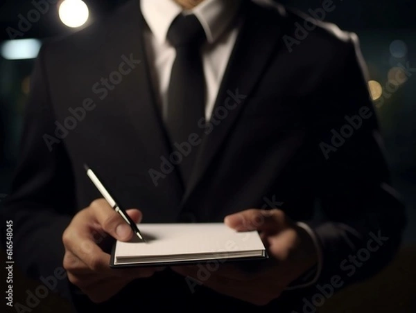 Fototapeta 白紙を持っている男性｜Man holding blank paper ｜Generative AI
