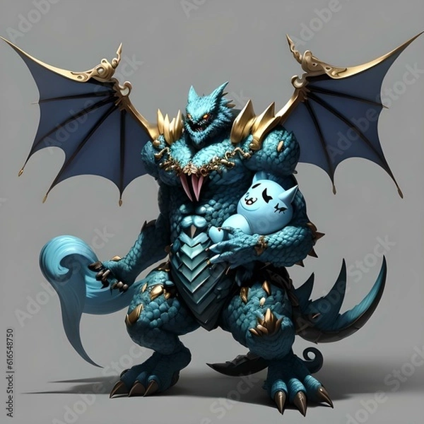 Fototapeta Single Cute Monster Character for Battle Design
