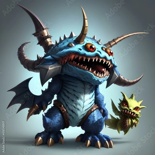 Fototapeta Single Cute Monster Character for Battle Design