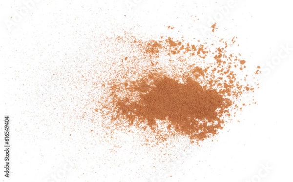 Fototapeta Pile cinnamon powder isolated on white, with top view