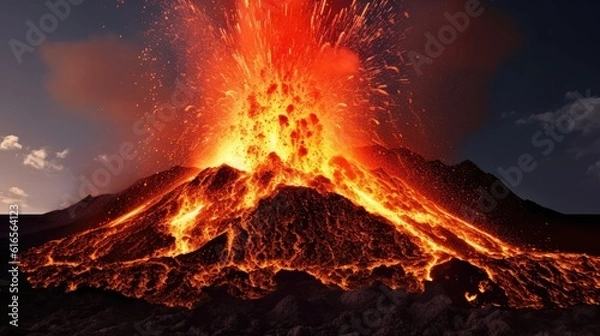 Fototapeta a volcano erupting with lava