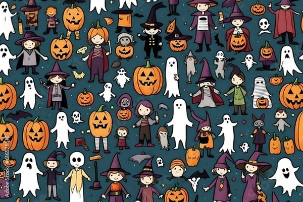 Obraz Halloween element icon set made with Generative AI