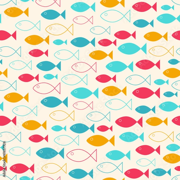 Obraz vintage fish seamless pattern