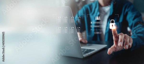 Obraz Technology Cybersecurity internet network concept, user privacy security and encryption, secure internet access Future technology and cybernetics, internet security.