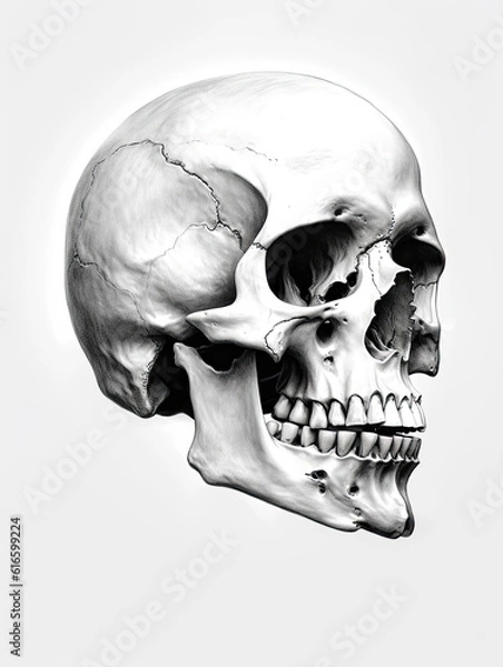Obraz Realistic Skull, Logo, Wall Art, Bones, Halloween. Generative AI