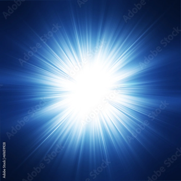 Fototapeta Sun on blue sky with lenses flare