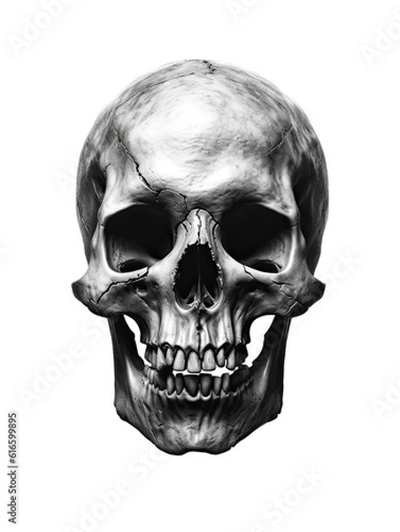 Obraz Realistic Skull, Logo, Wall Art, Bones, Halloween. Generative AI