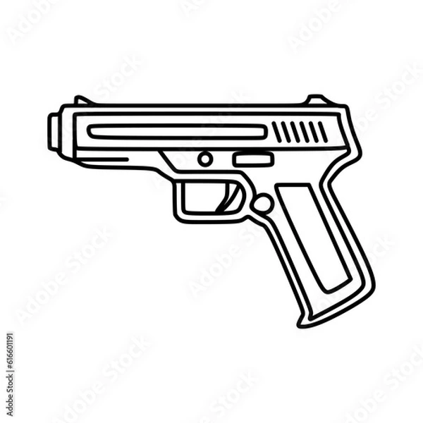 Fototapeta Pistol icon in outline mode. Vector illustration of shooting sport equipment in trendy style. Editable graphic resources for many purposes.