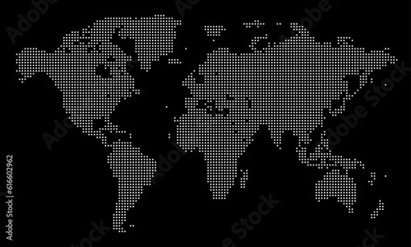 Fototapeta World Map White Dots