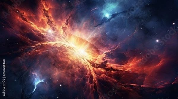 Fototapeta space galaxy cloud nebula. Stary night cosmos. Universe science astronomy. Supernova background generative AI