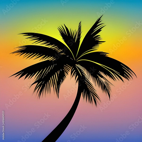 Obraz Palm tree shadow. with rainbow background