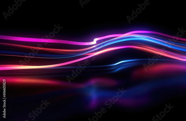 Obraz Neon light wave background, 3d Rendering, Abstract Background, Light Background, Color Background