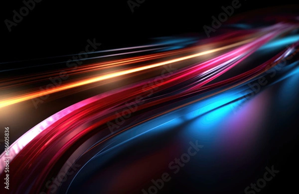 Obraz Neon light wave background, 3d Rendering, Abstract Background, Light Background, Color Background