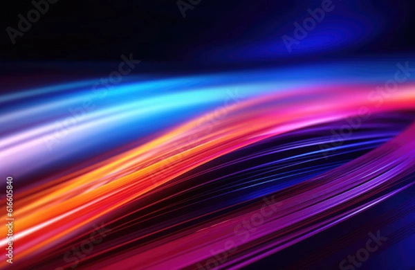 Obraz Neon light wave background, 3d Rendering, Abstract Background, Light Background, Color Background