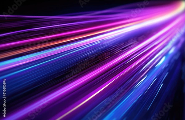 Obraz Neon light wave background, 3d Rendering, Abstract Background, Light Background, Color Background