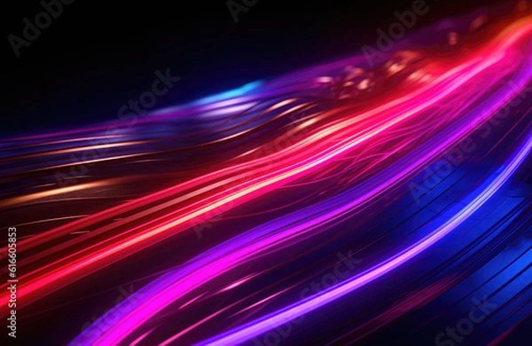 Obraz Neon light wave background, 3d Rendering, Abstract Background, Light Background, Color Background